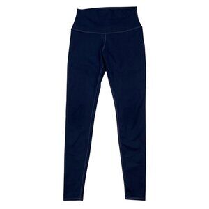 ALO Yoga High Waist Leggings S Blue Stretch Pull On Logo Athletic Workout Run